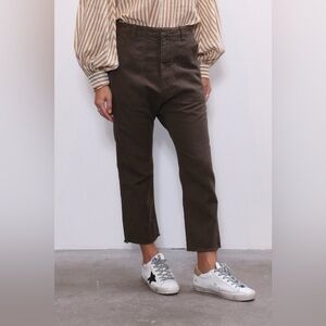Nili Lotan women’s luna mocha washed cotton blend pant size 6